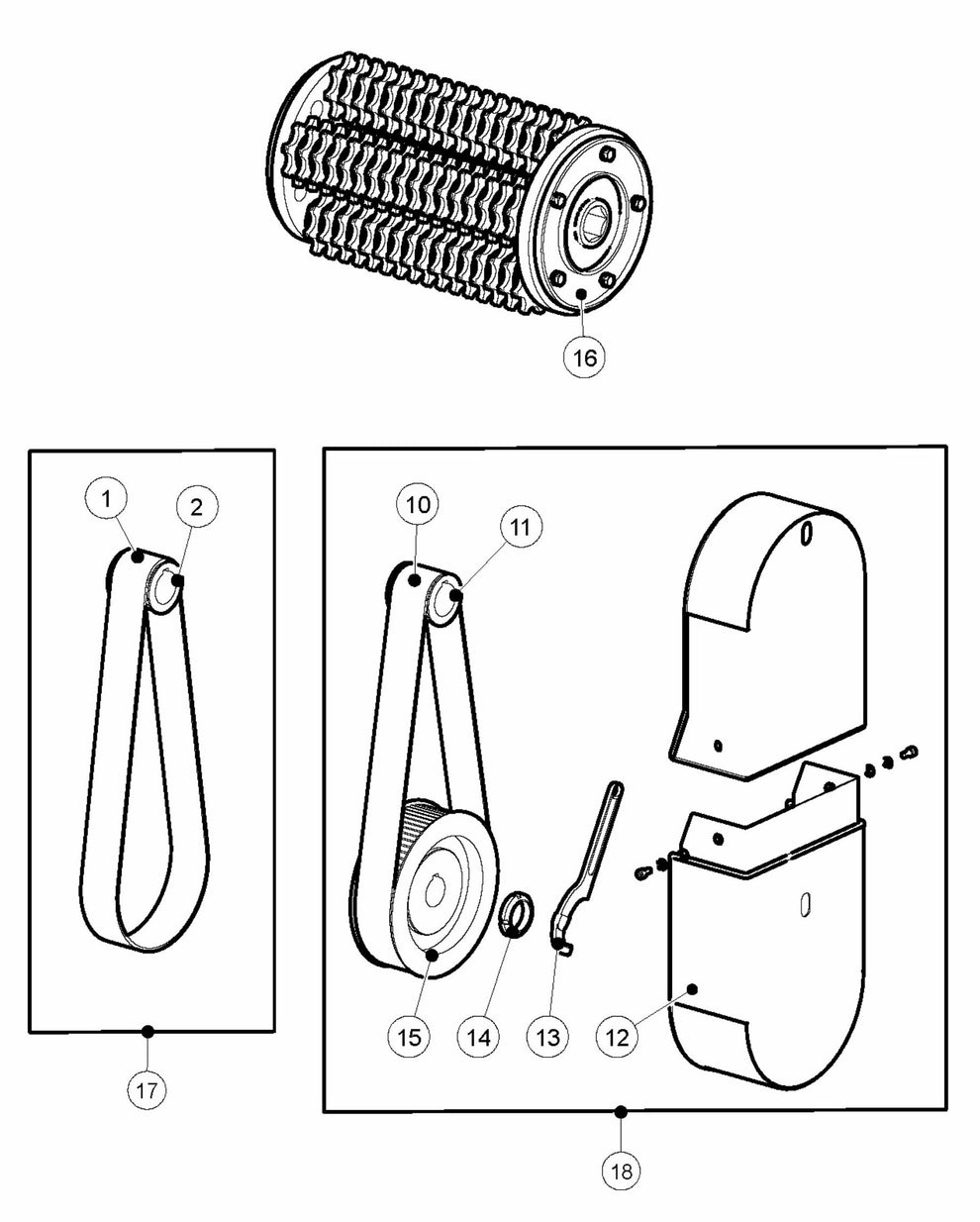 BMC 335 Pulleys and Belts Assembly Parts by Husqvarna