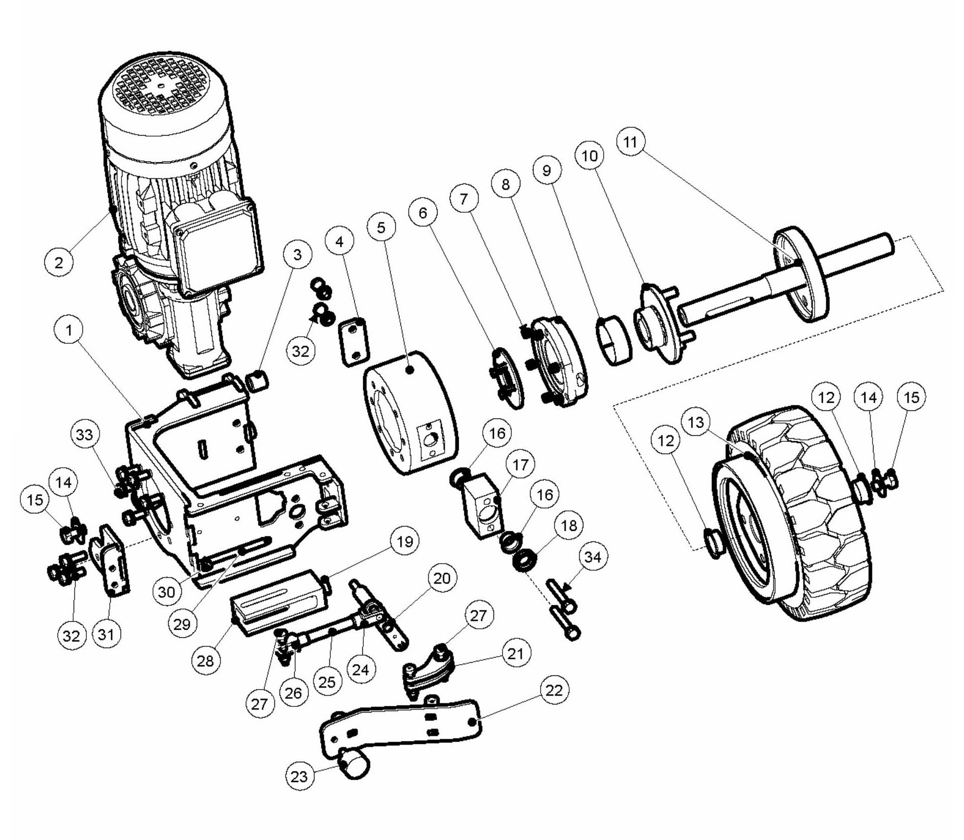 BMC 335 Drive System RH Assembly Parts