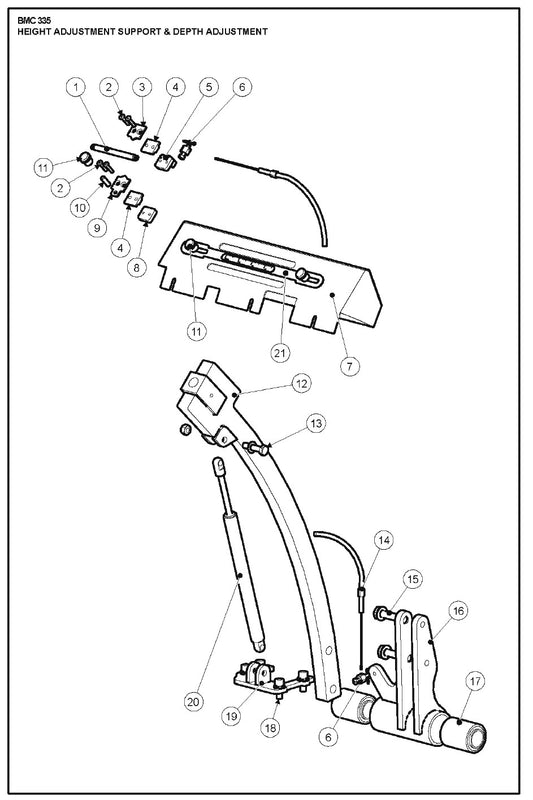 Height Adjustment Support And Depth Adjustment Parts For BMC 335 By Husqvarna