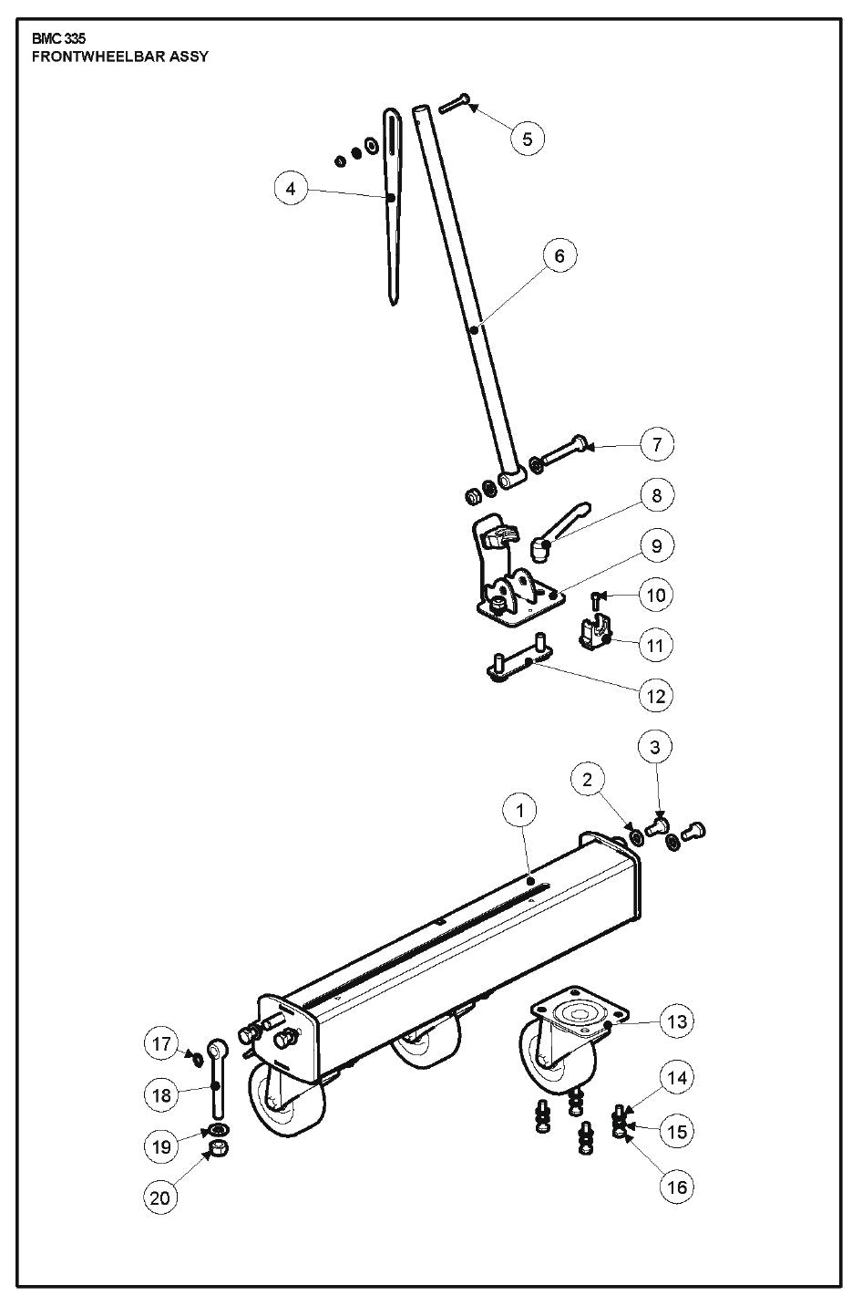 Frontwheelbar Assy Parts For BMC 335 By Husqvarna