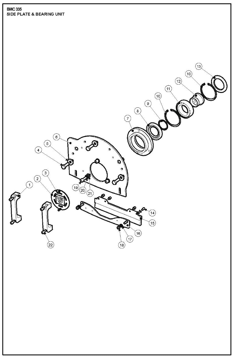 Side Plate And Bearing Unit Parts For BMC 335 By Husqvarna