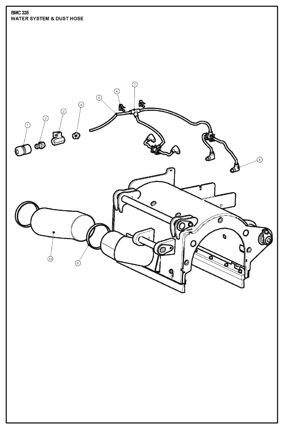 Water System  And Dust Hose  Parts For BMC 335 By Husqvarna