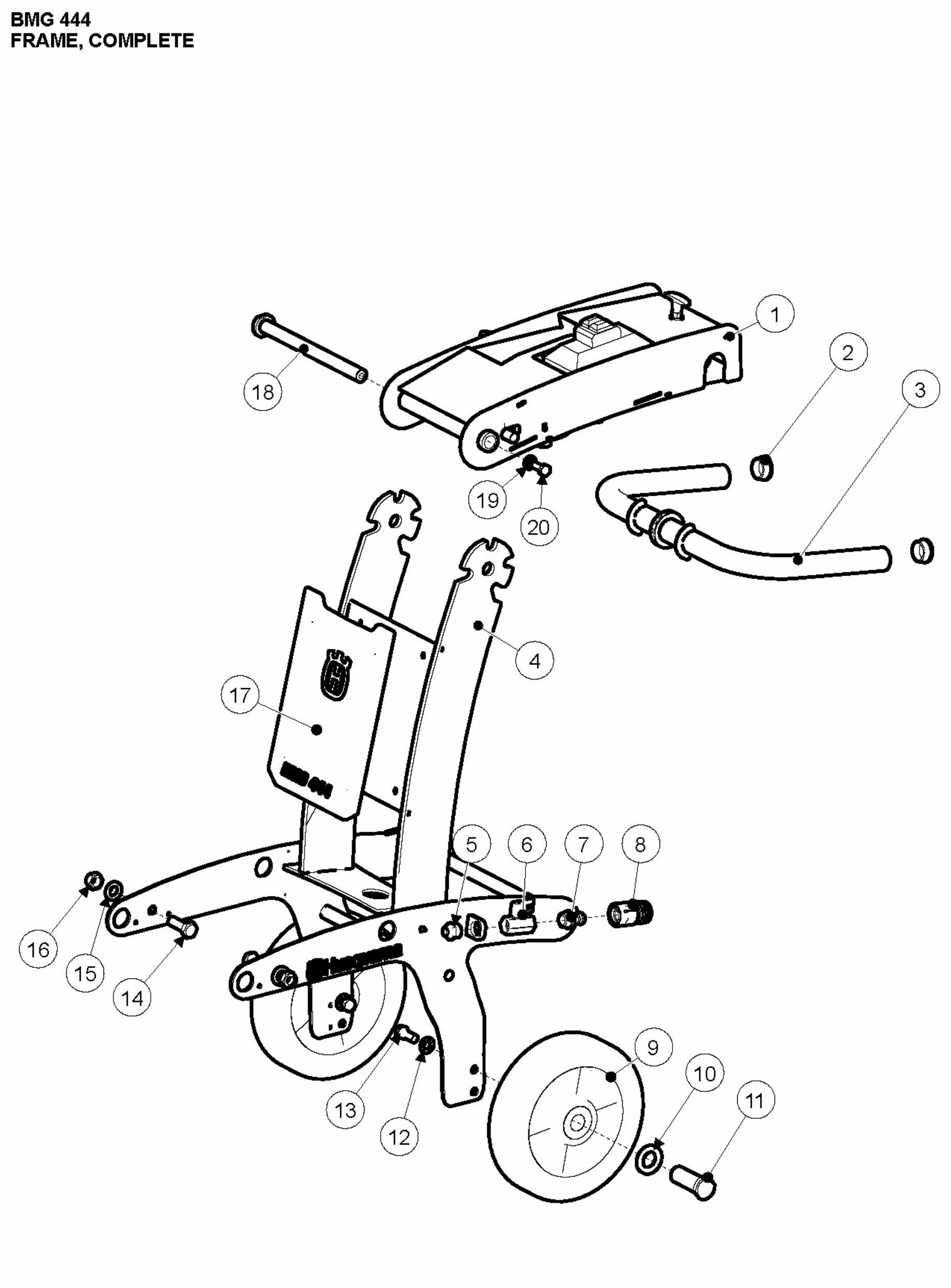 BMG 444 Frame, Complete Assembly Parts