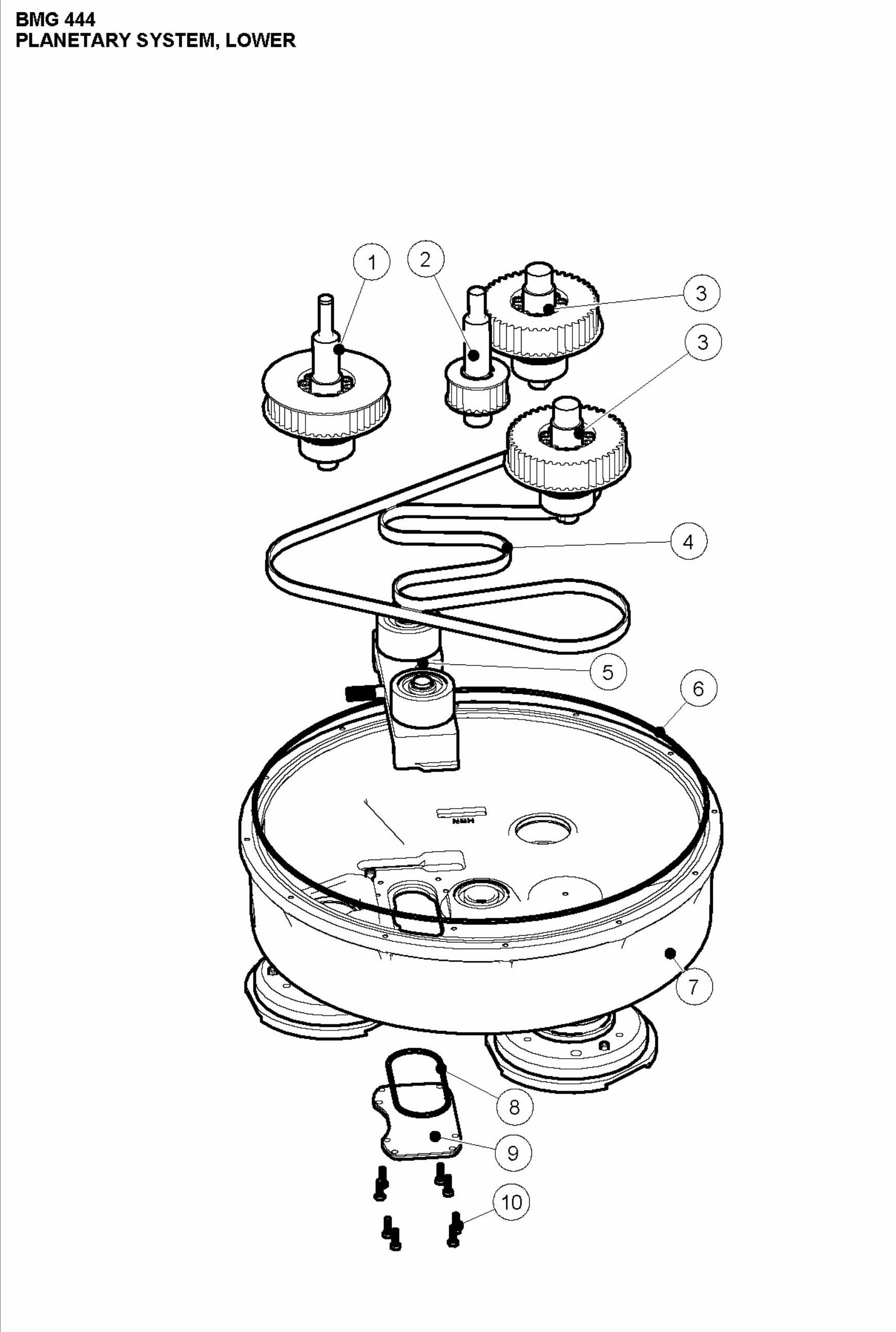 BMG 444 Planetary System, Lower Assembly Parts