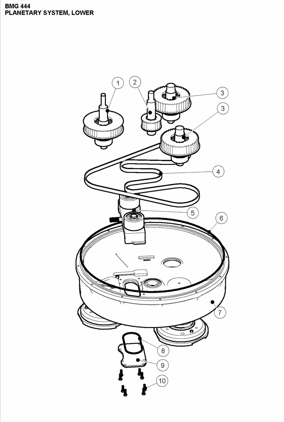 BMG 444 Planetary System, Lower Assembly Parts