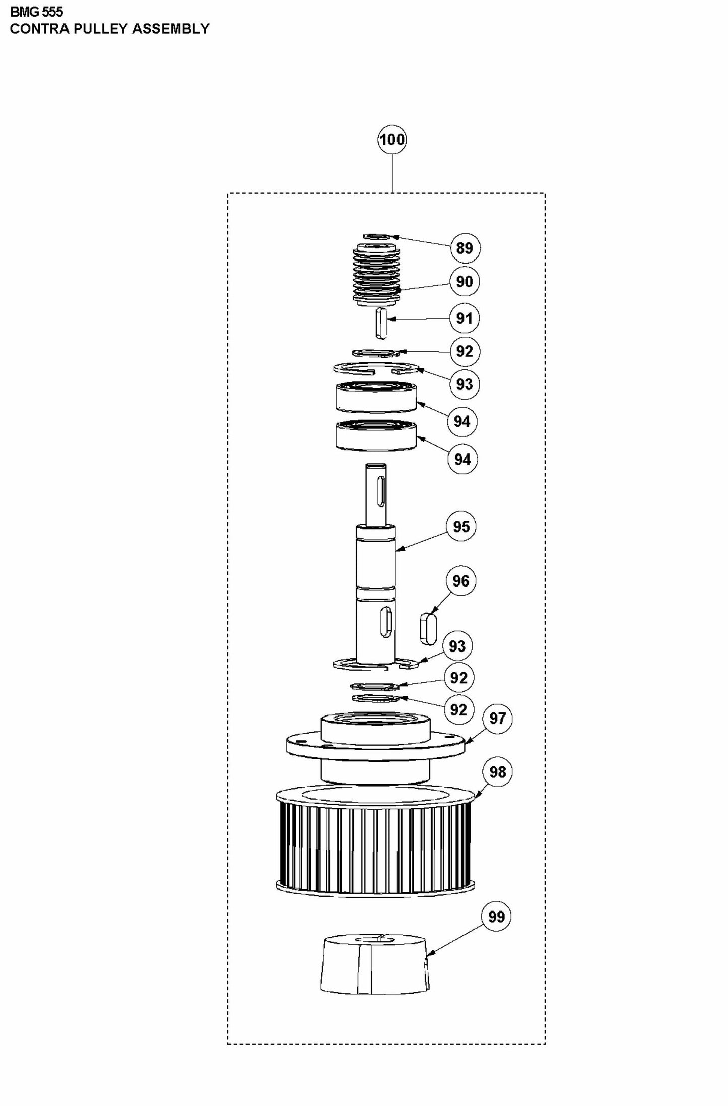 BMG 555 Contra Pulley Assembly Parts