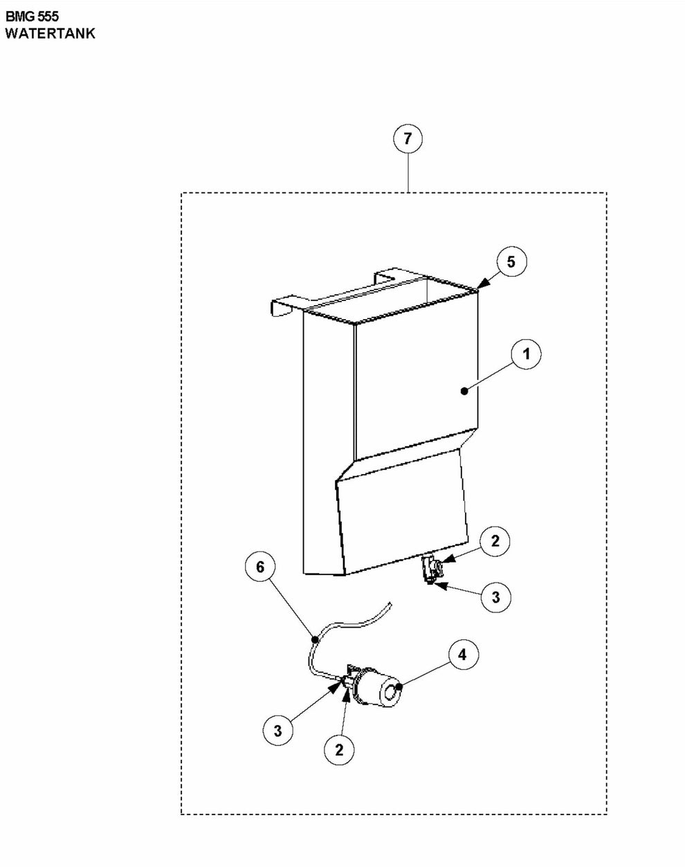 BMG 555 Water Tank Assembly Parts