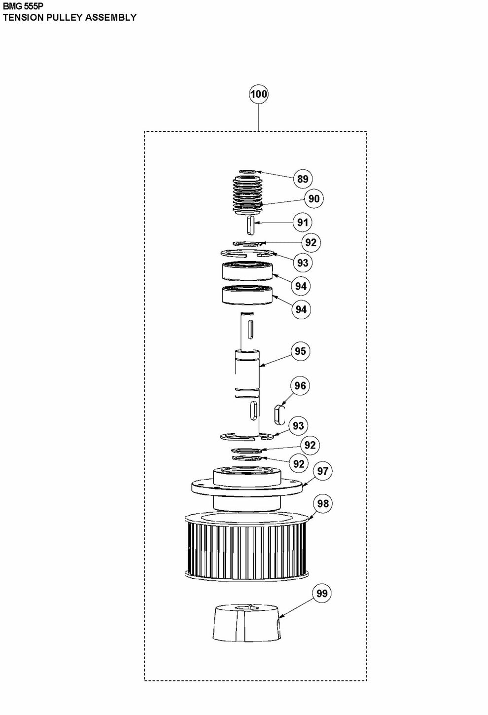BMG 555P Tension Pulley Assembly-2 Parts