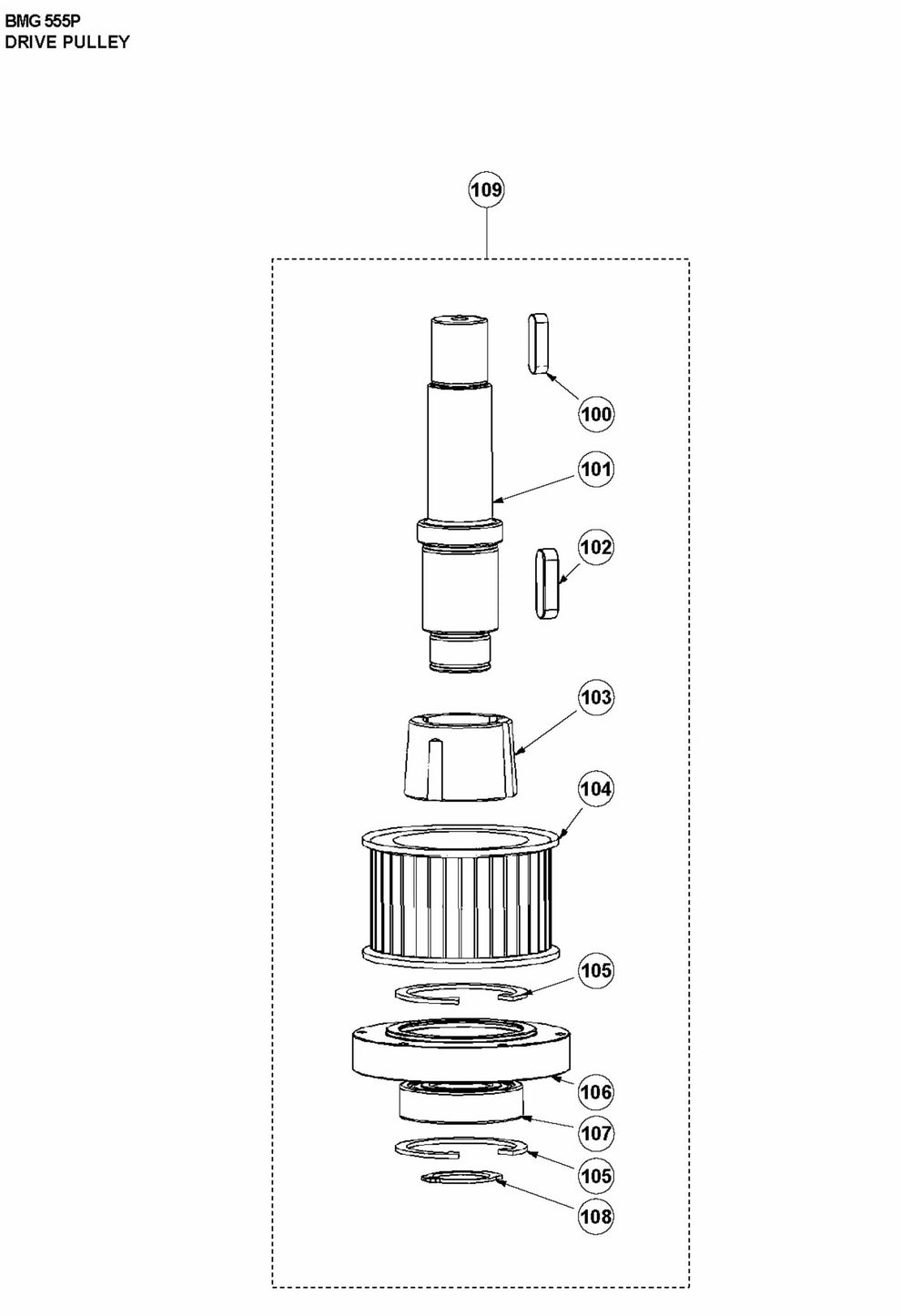BMG 555P Drive Pulley Assembly Parts