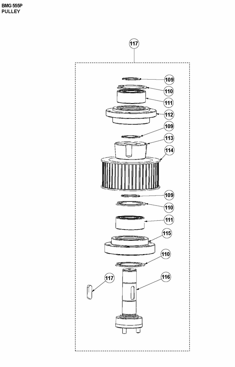 BMG 555P Pulley Assembly Parts
