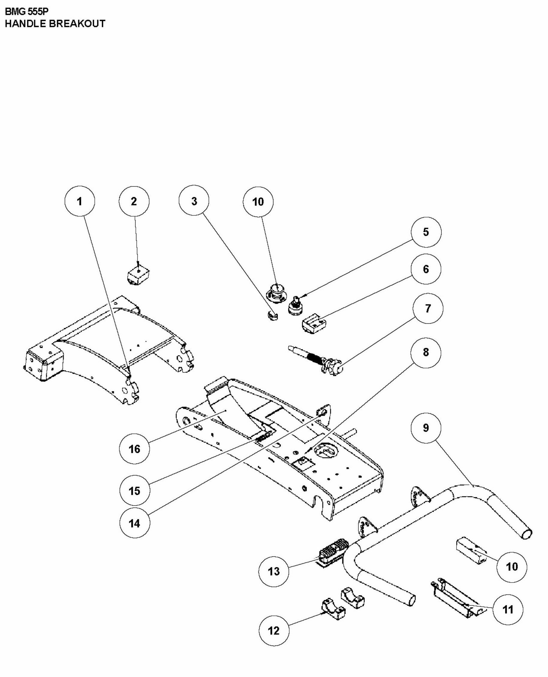 BMG555 P Handle Breakout Assembly Parts