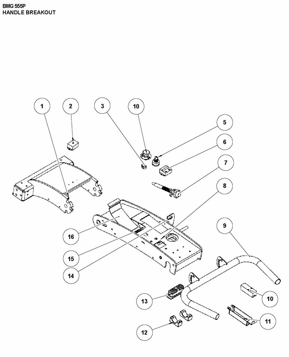 BMG 555P Handle Breakout Assembly Parts