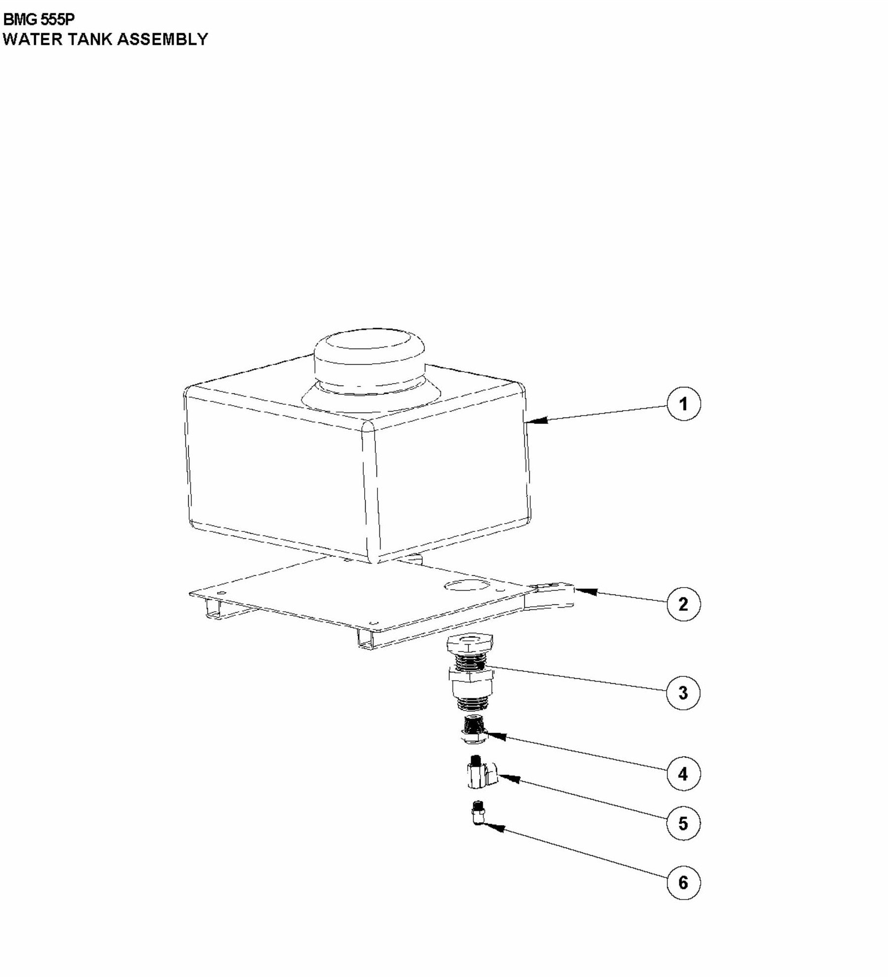 BMG555 P Water Tank Assembly Parts
