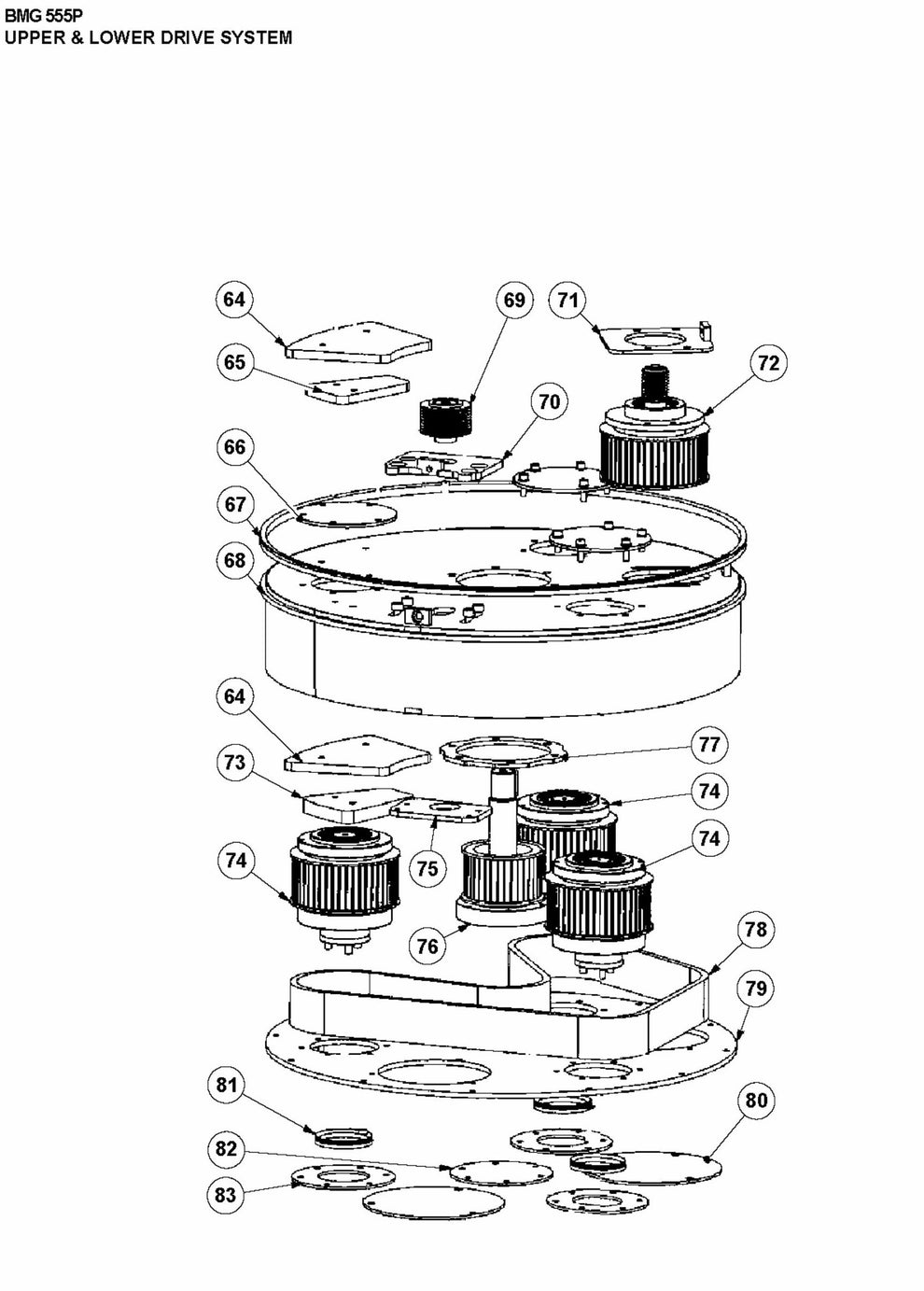 BMG 555P Upper and Lower Drive System Assembly Parts