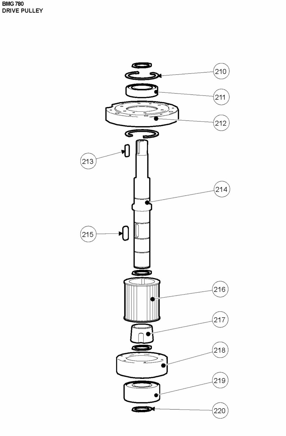 BMG 780 Drive Pulley Assembly Parts