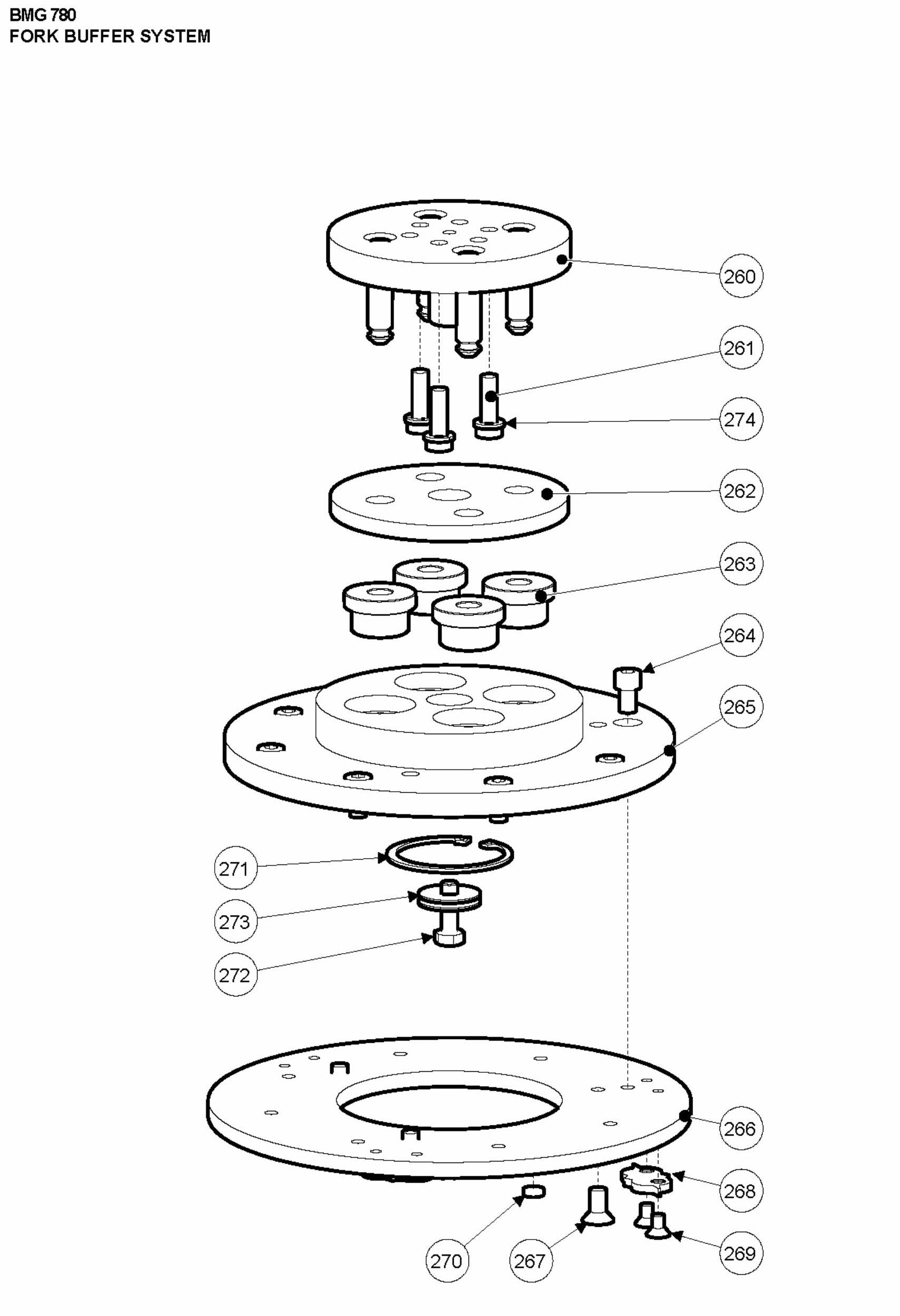 BMG 780 Fork Buffer System Assembly Parts