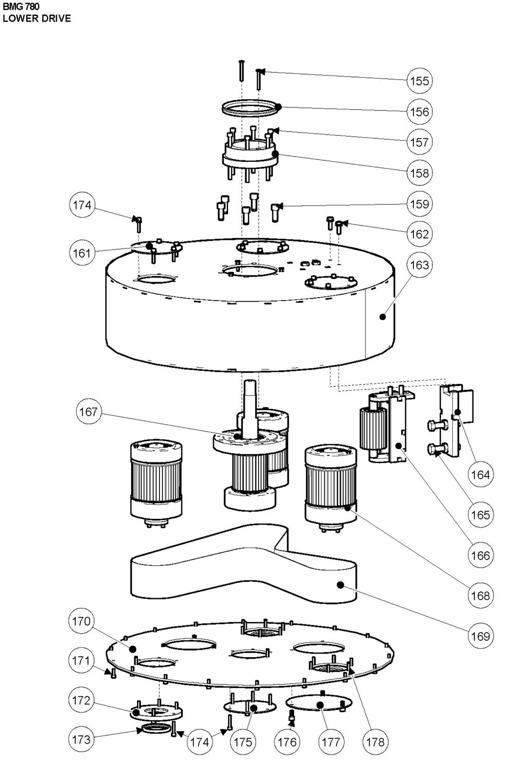 BMG 780 Lower Drive Assembly Parts