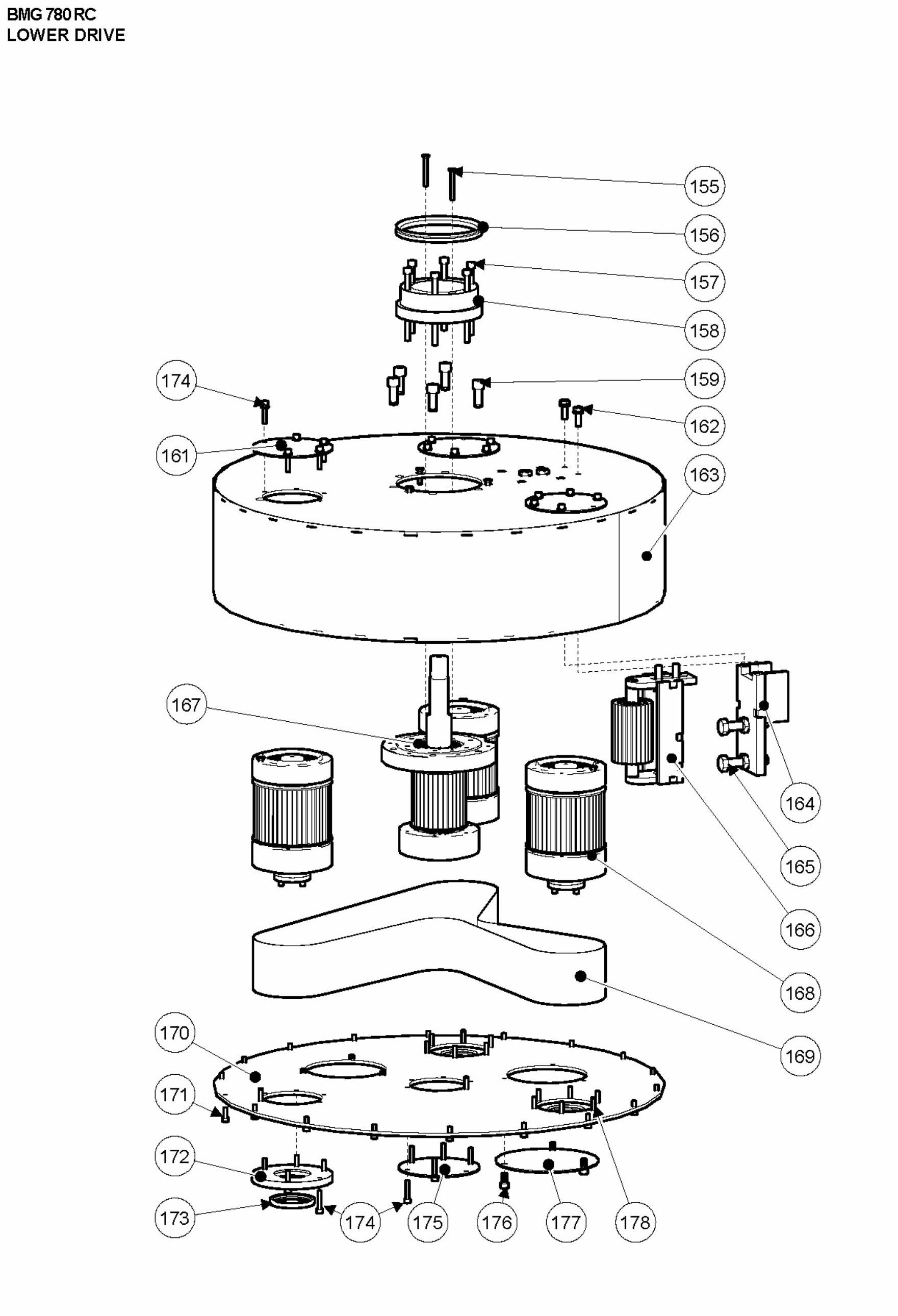 BMG 780 RC Lower Drive Assembly Parts