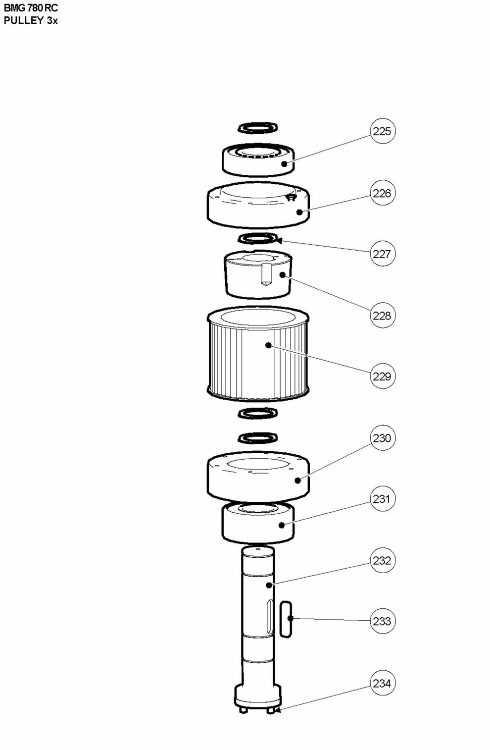BMG 780 RC Pulley 3x Assembly Parts