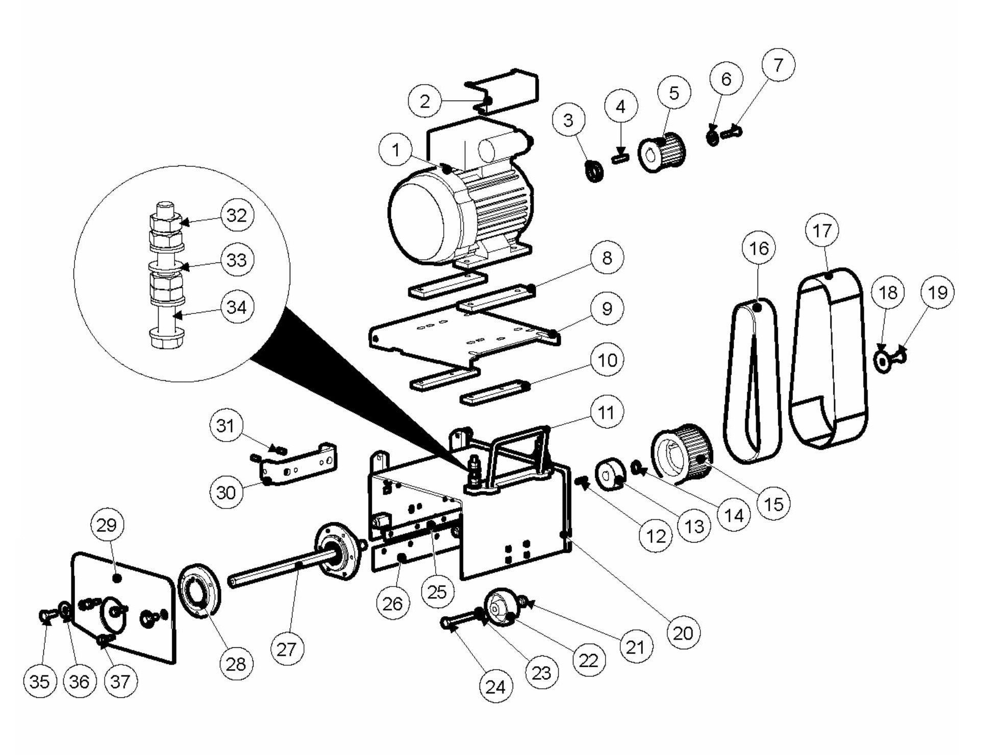 BMP 215 E-Motor and Housing Assembly Parts