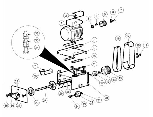 BMP 215 E-Motor and Housing Assembly Parts