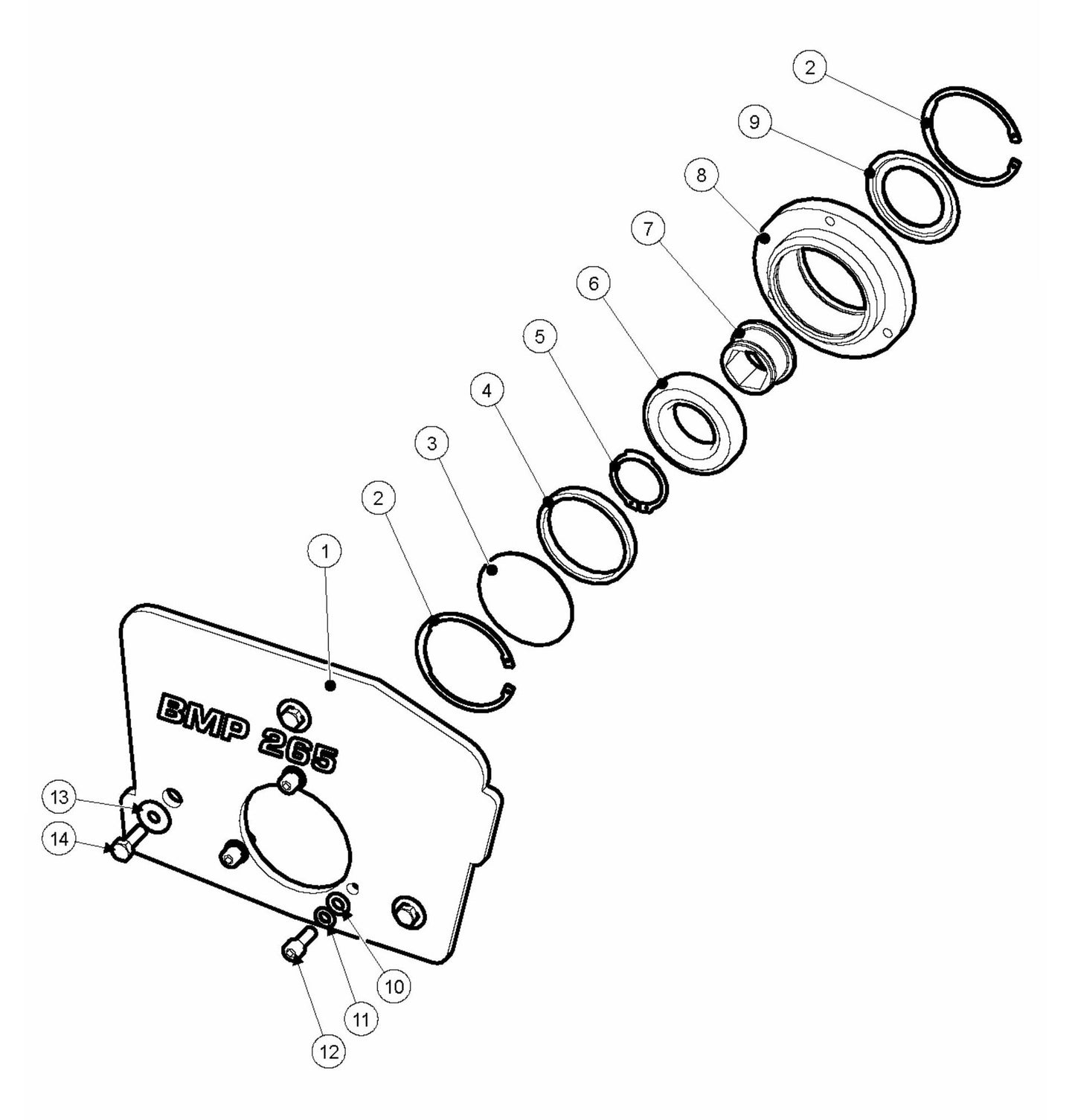 BMP 265 Side Plate and Bearing Unit Assembly Parts