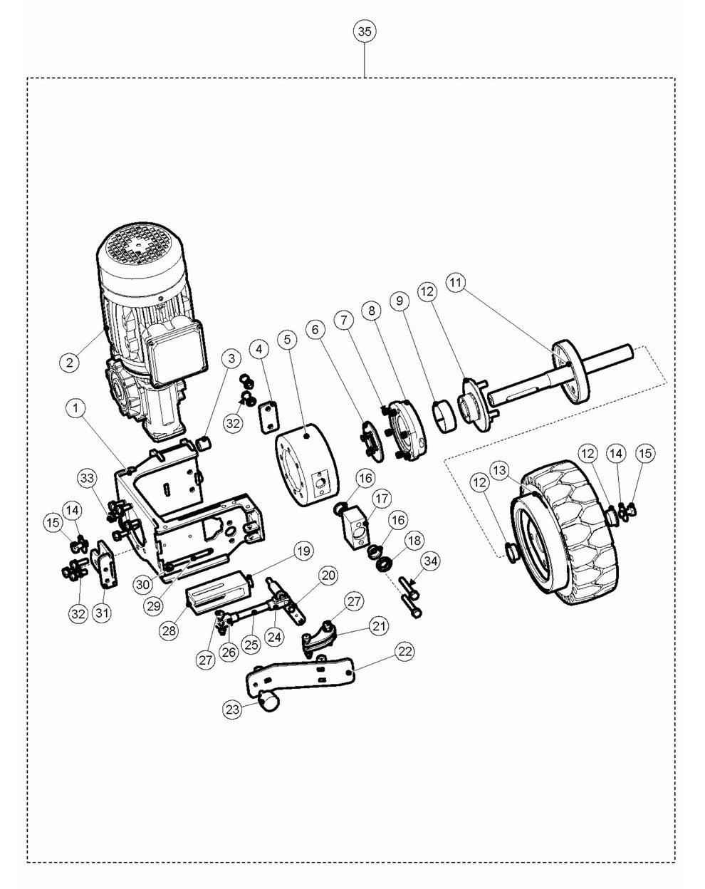 BMP 335 Drive Unit RH Assembly Parts by Husqvarna