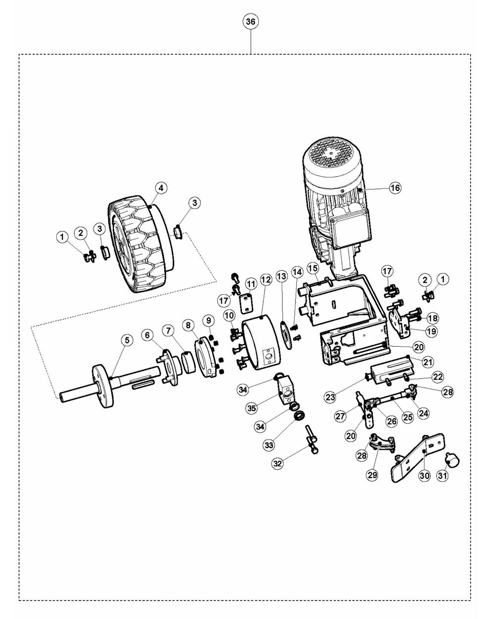 BMP 335 Drive Unit LH Assembly Parts by Husqvarna