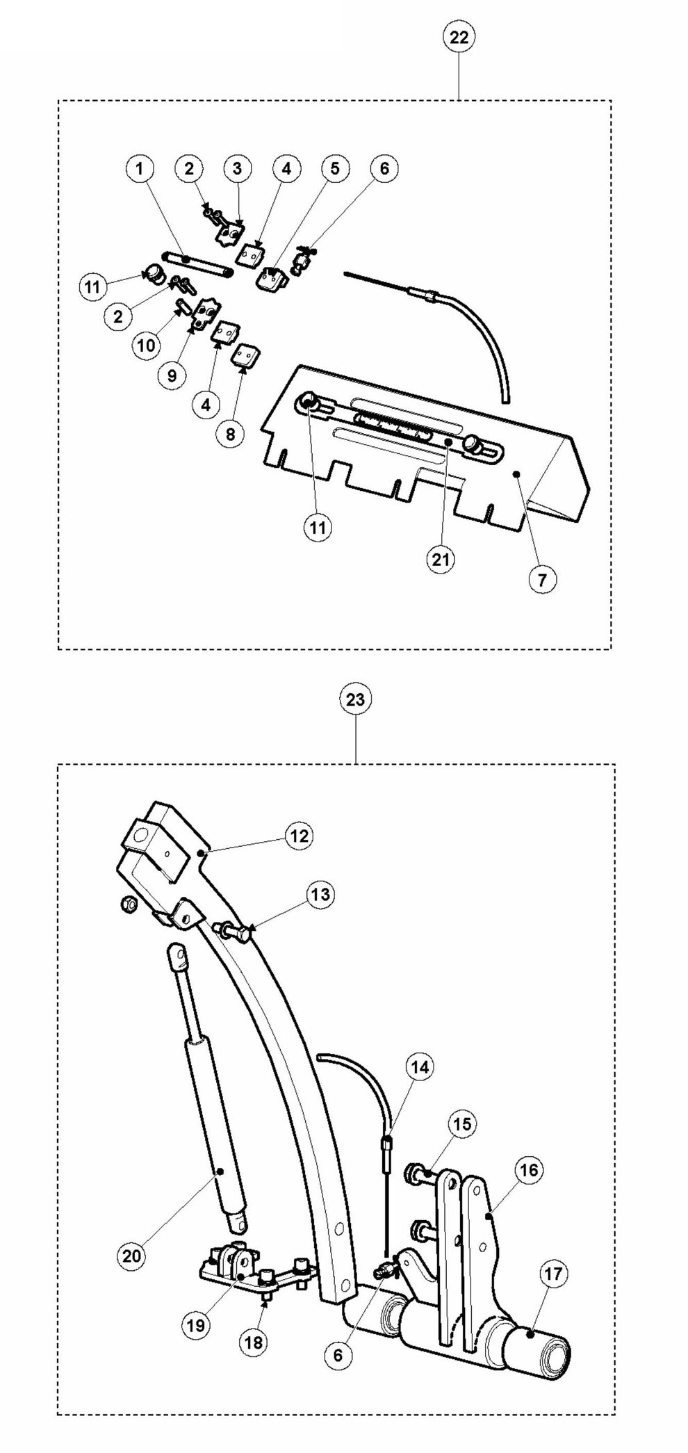 BMP 335 Height Adjustment Support and Depth Adjustment Assembly Parts by Husqvarna
