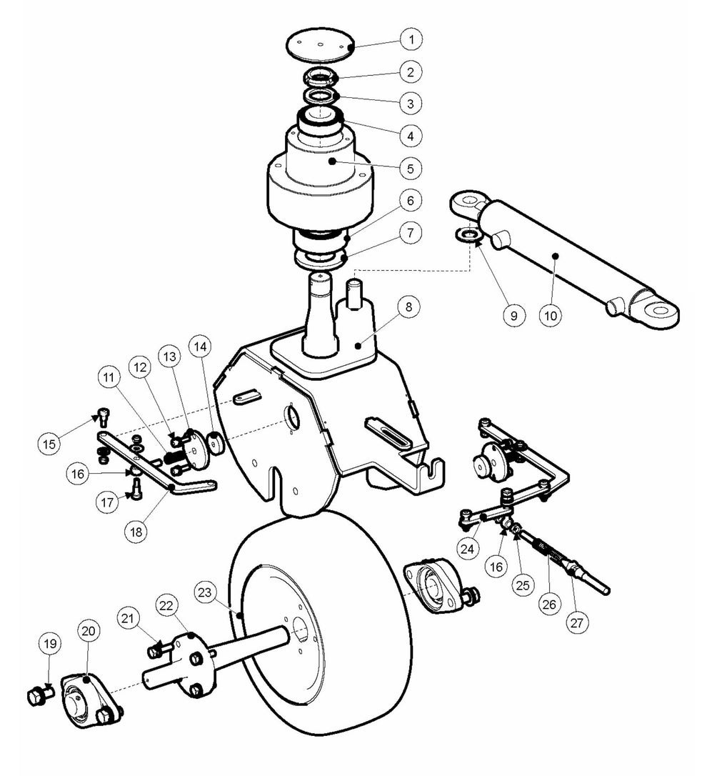 BMP 4000RC Front Wheel Assembly Parts by Husqvarna