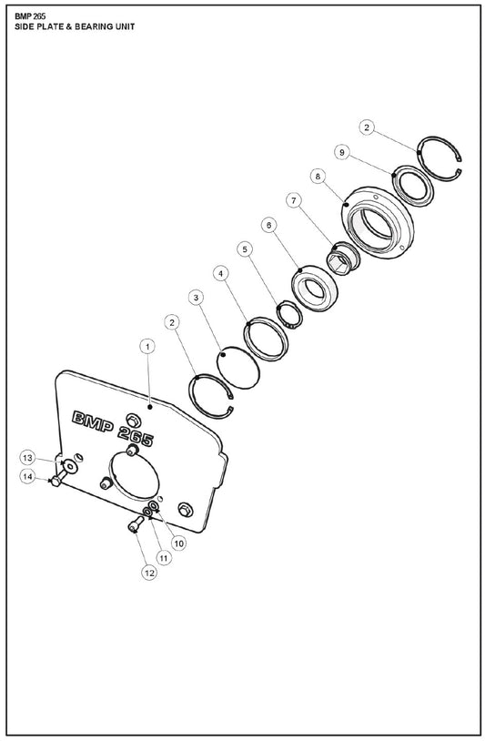 Side Plate And Bearing Unit Parts For BMP 265  By Husqvarna