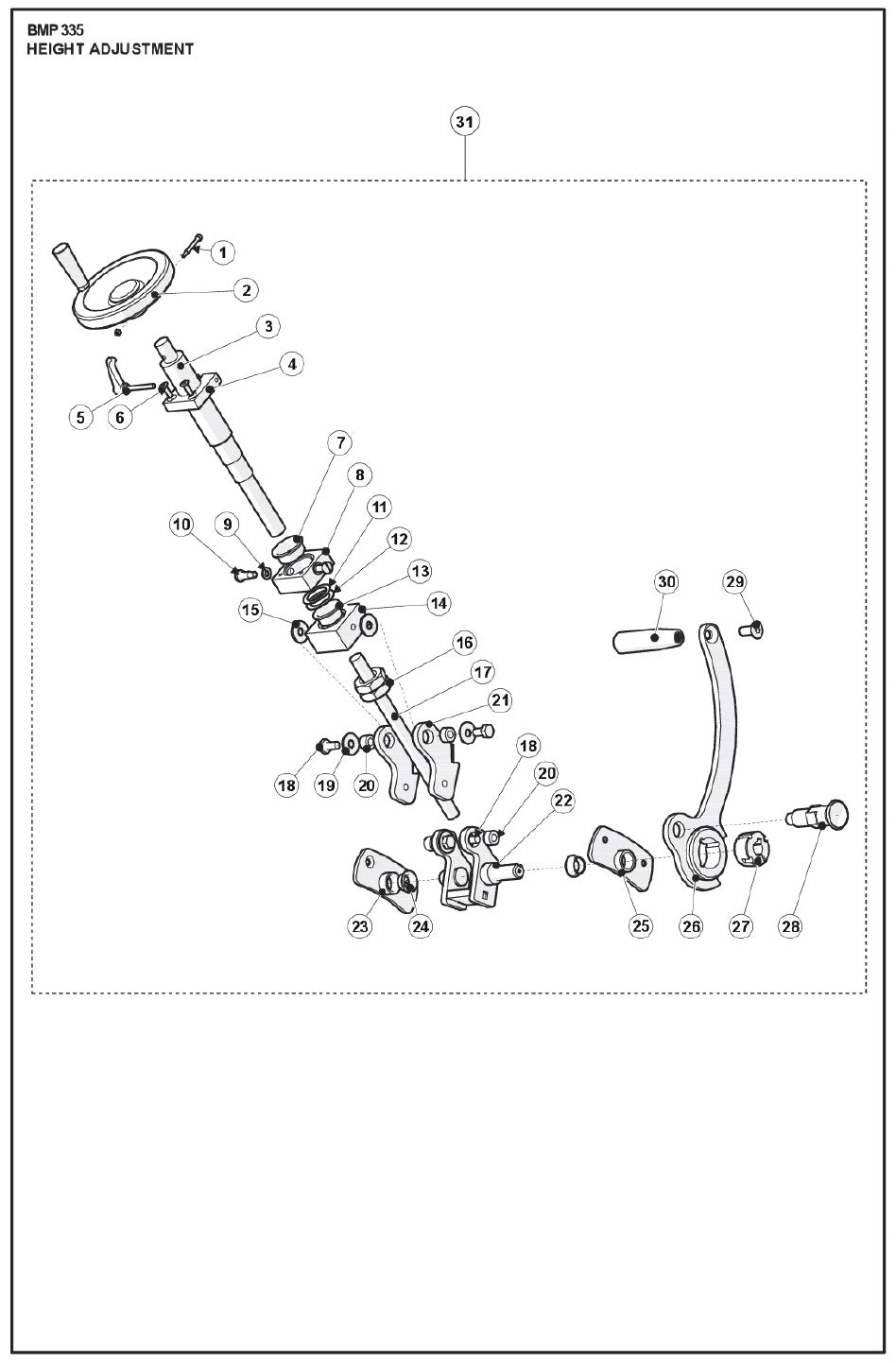 Height Adjustment Parts For BMP 335 By Husqvarna
