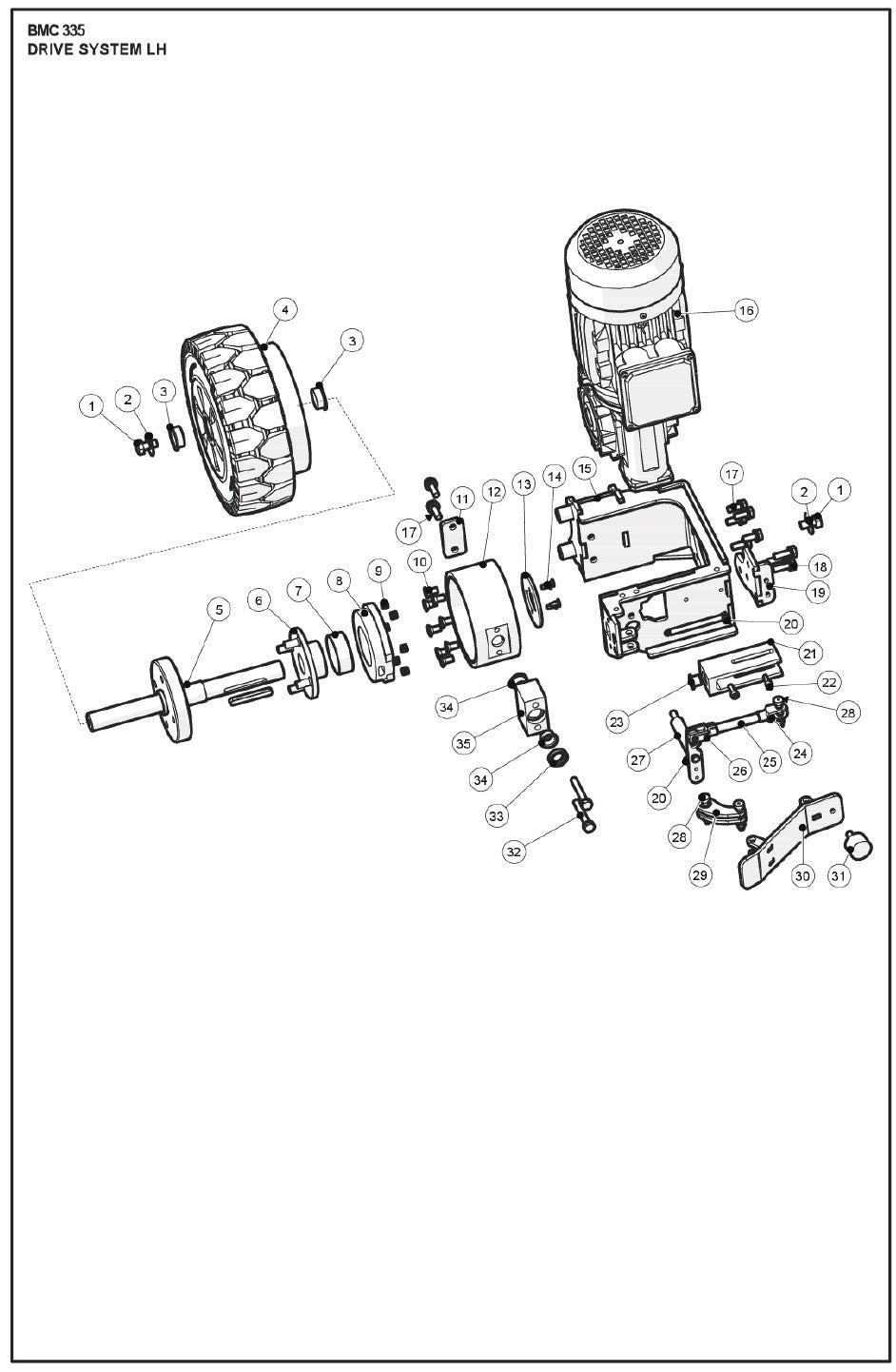Drive System LH Parts For BMP 335 By Husqvarna