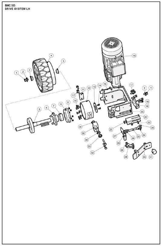 Drive System LH Parts For BMP 335 By Husqvarna