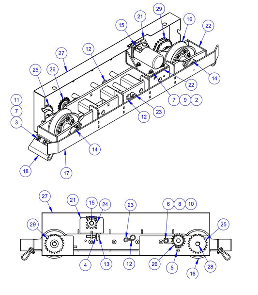 VLP2424 Bogie Assembly, 24&quot; Driver, RH (Flange) Parts by Allen Engineering