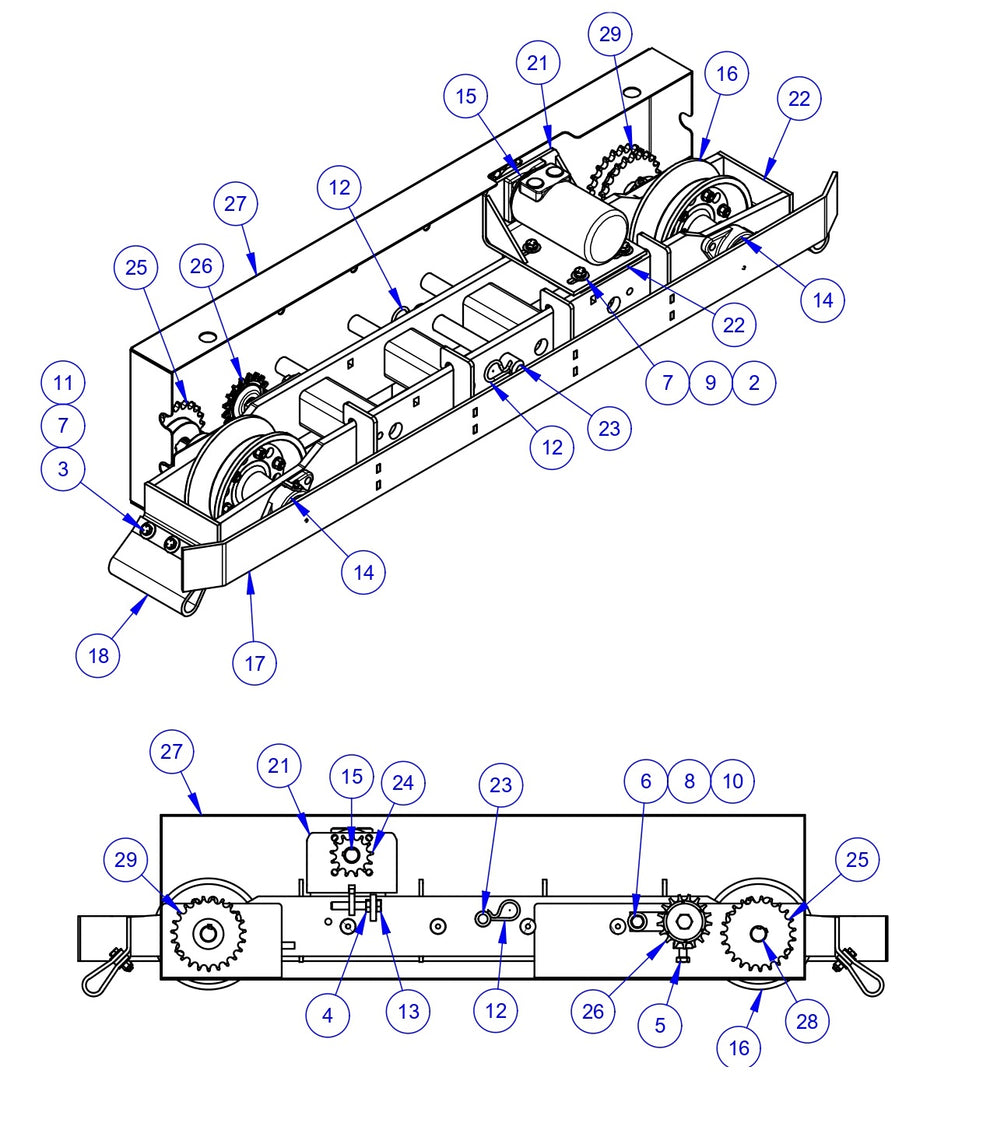 VLP2424 Bogie Assembly, 24" Driver, RH (Flange) Parts by Allen Engineering