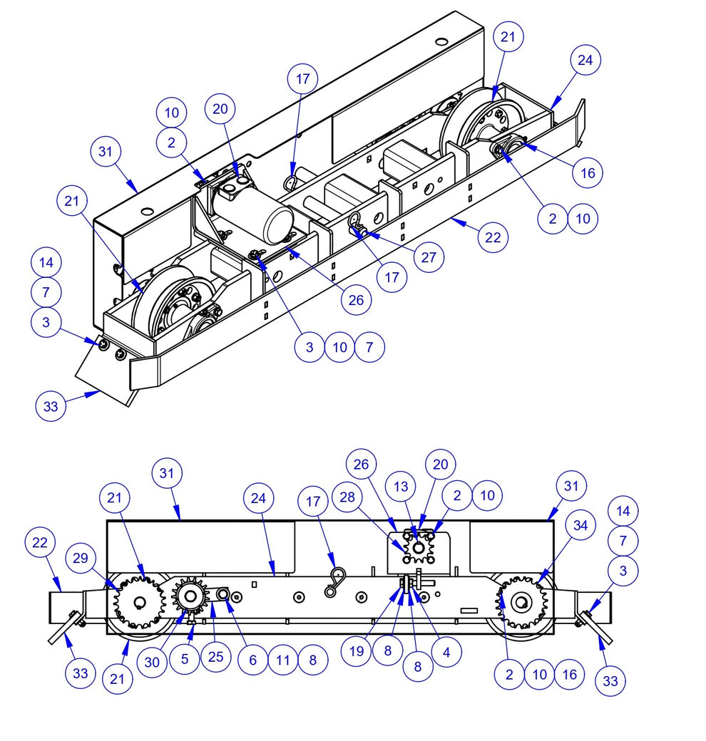 VLP2424 Bogie Assembly, 24" Driver, LH (Flange) Parts by Allen Engineering