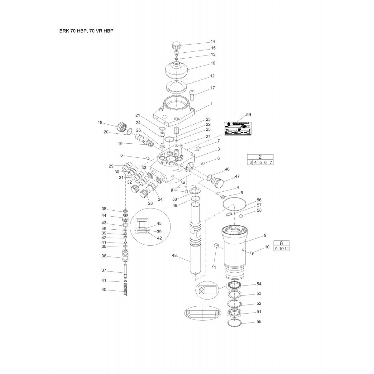 BRK 70 HBP, 70 VR HBP Assembly Parts By Chicago Pneumatics