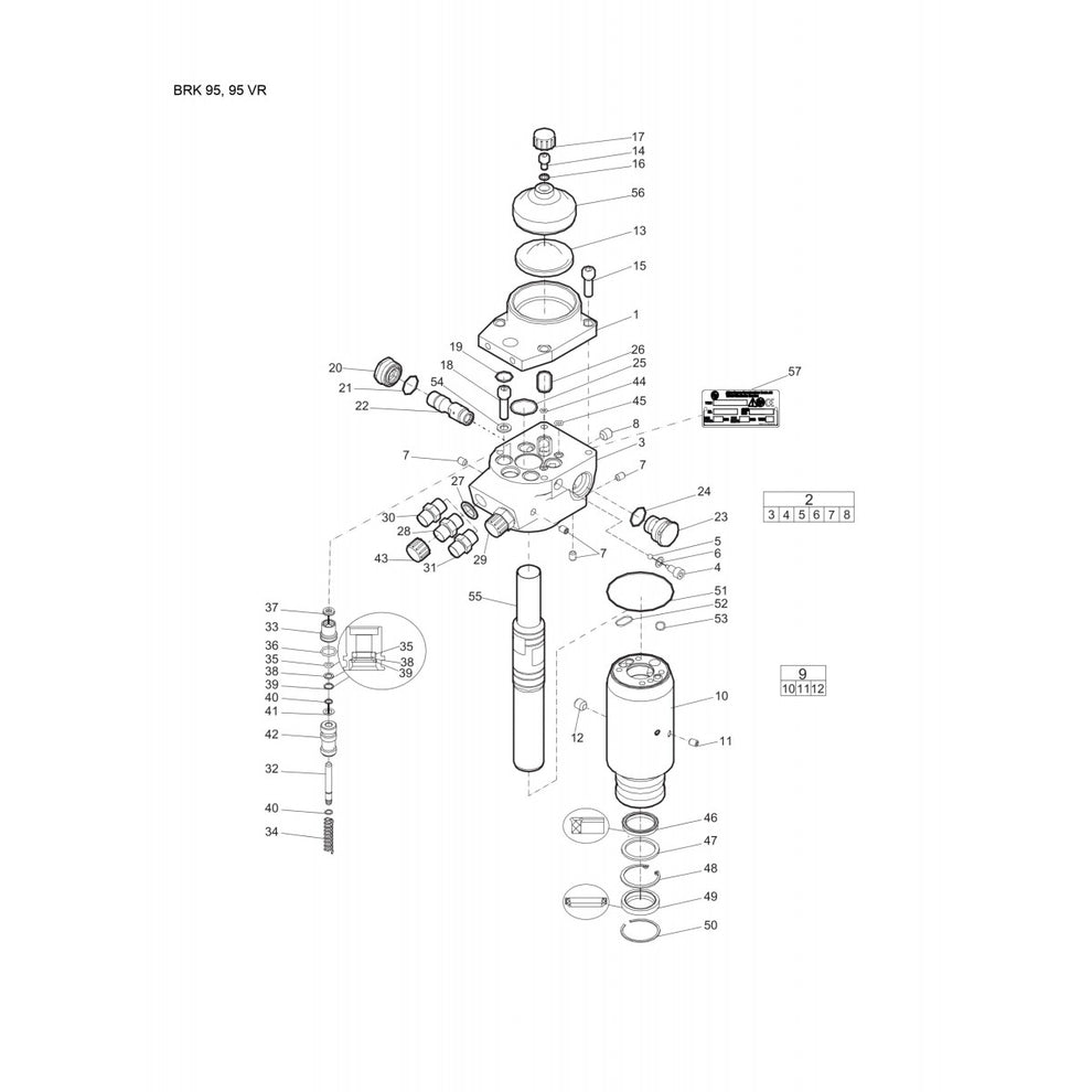 BRK 95, BRK 95 VR Hydraulic Breaker Parts By Chicago Pneumatics