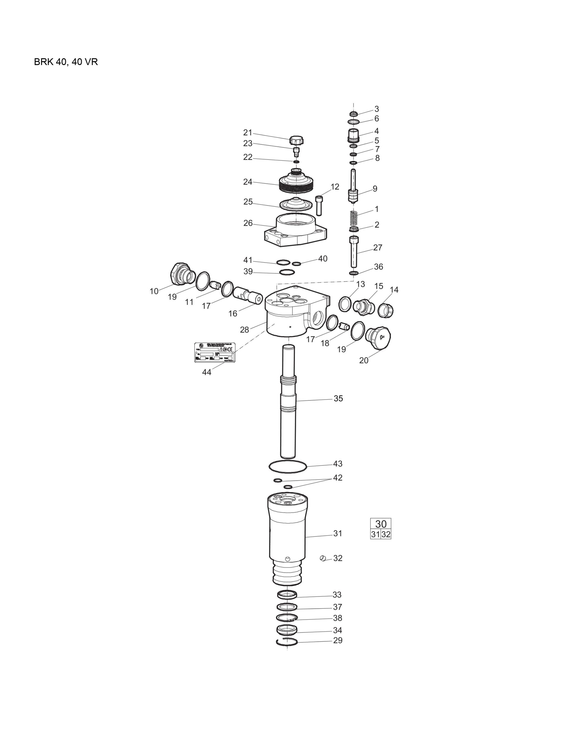 BRK 40, 40 VR Hydraulic Breaker Parts By Chicago Pneumatics