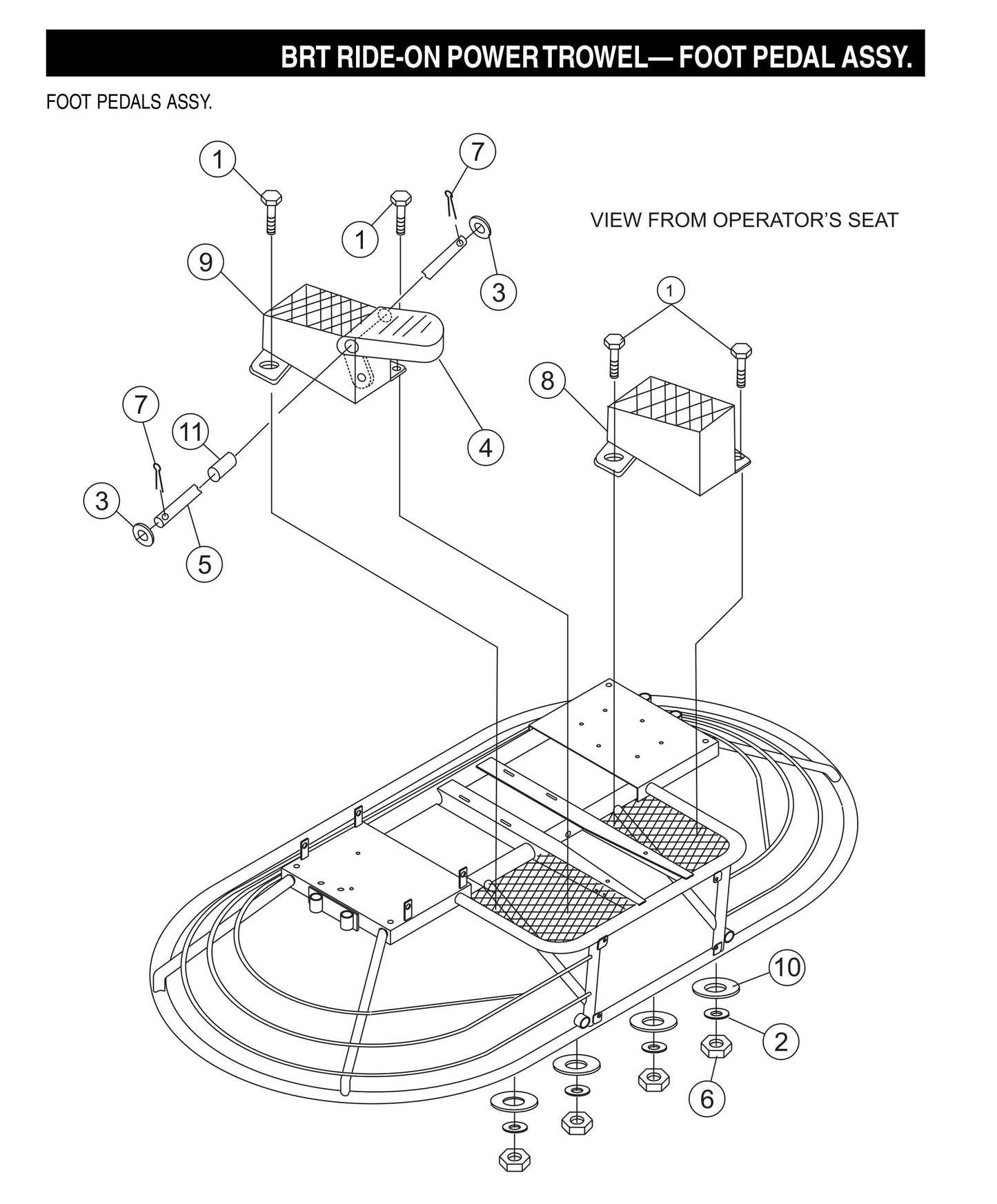 BRT Ride-On Power Trowel-Foot Pedal Assembly