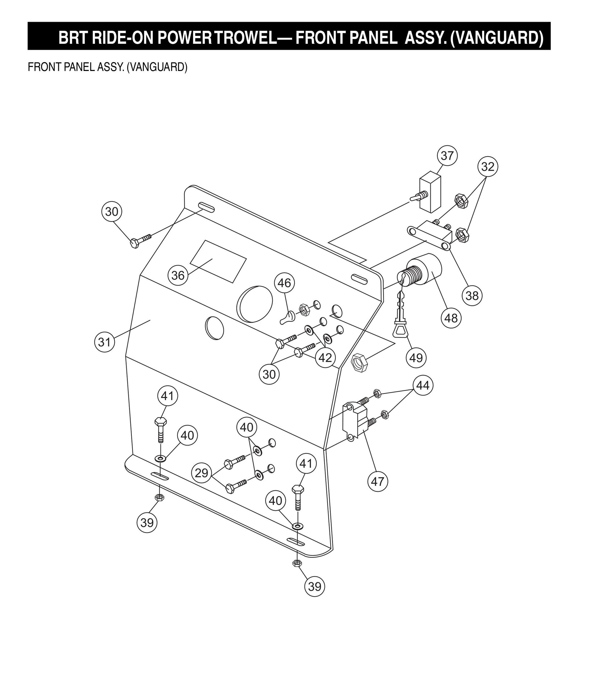 BRT Ride-On Power Trowel-Front Panel Assembly (Vanguard)