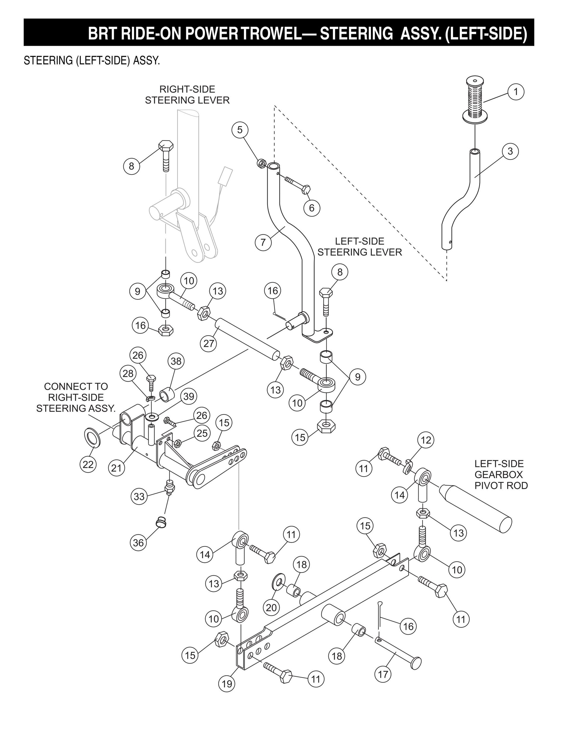 BRT Ride-On Power Trowel-Steering Assembly (Left-Side)
