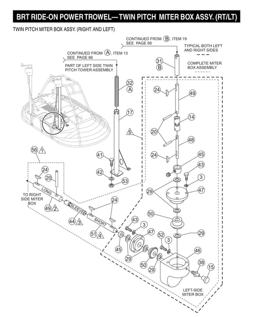 BRT Ride-On Power Trowel-Twin Pitch Miter Box Assembly (RT/LT)