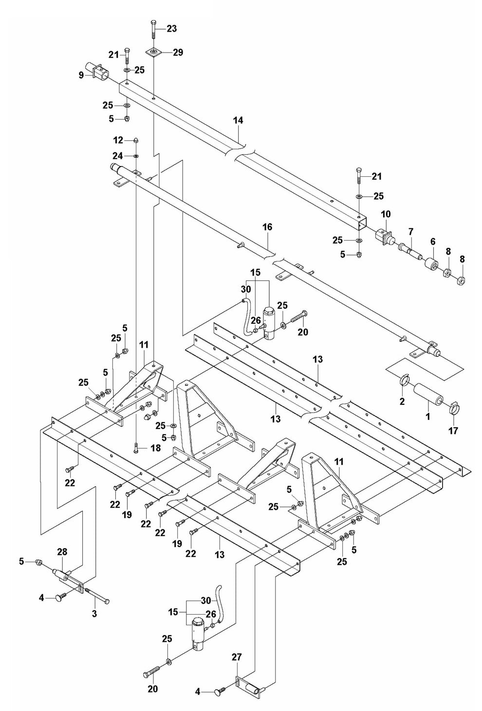 BT 90 Screed Sections 2M-Pneumatic Assembly Parts