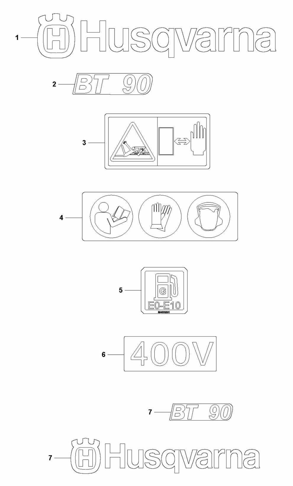 BT 90 Decals Assembly Parts