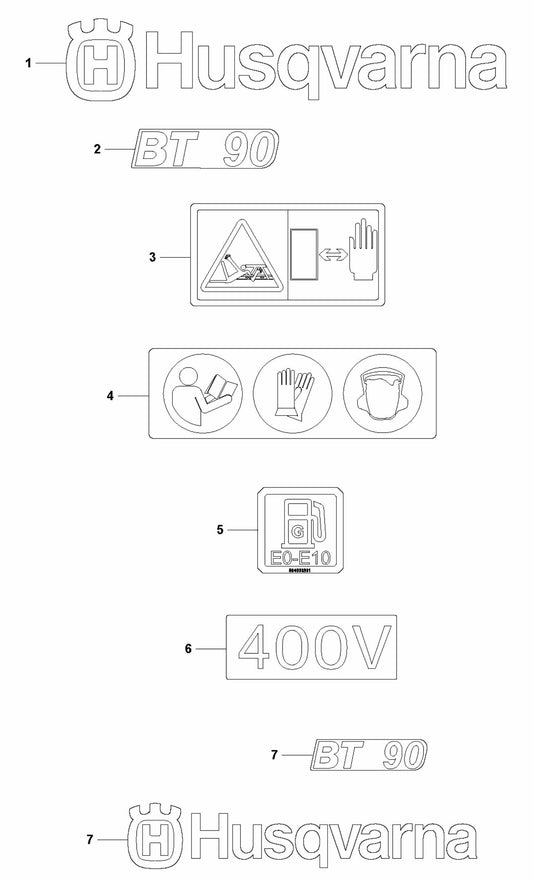 BT 90 Pneumatic Decals Assembly Parts