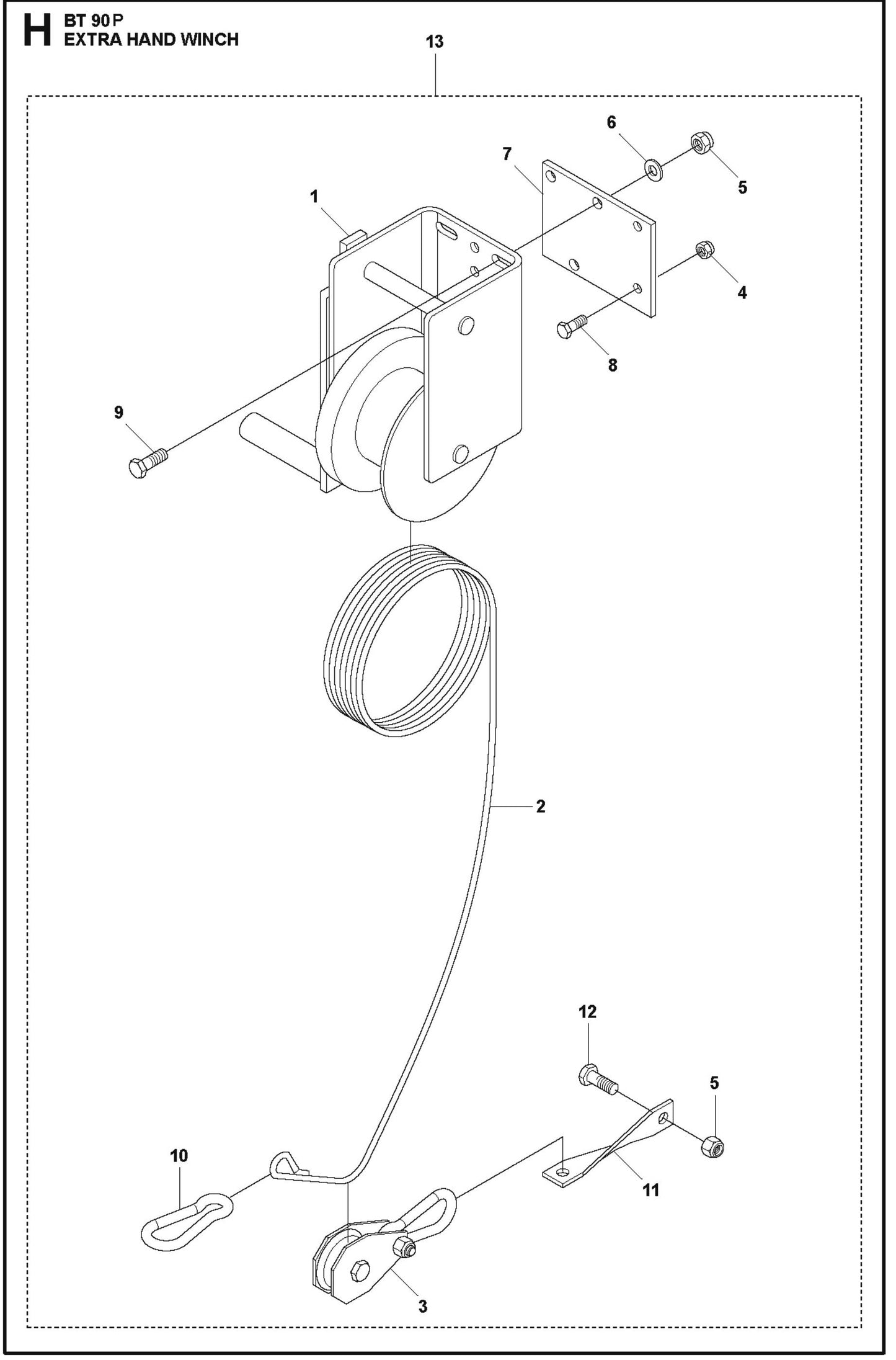 BT 90P Extra Hand Winch For BT 90 P Truss Screed By Husqvarna