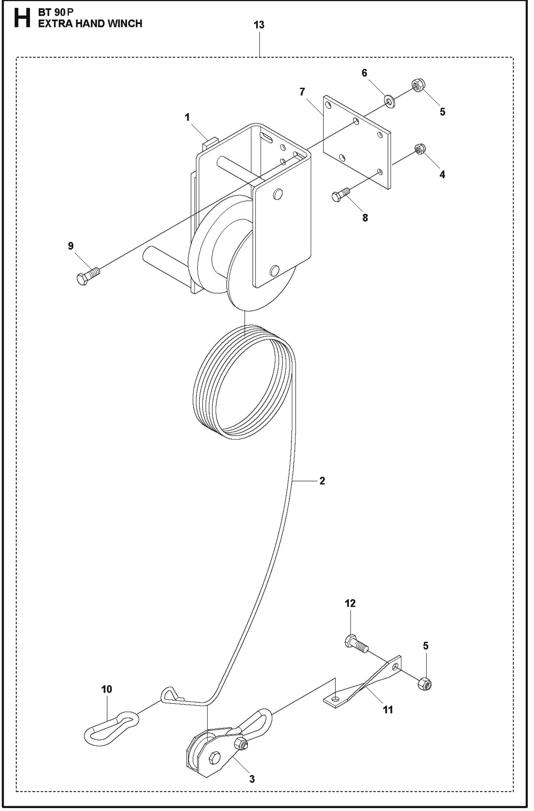 BT 90P Extra Hand Winch For BT 90 P Truss Screed By Husqvarna