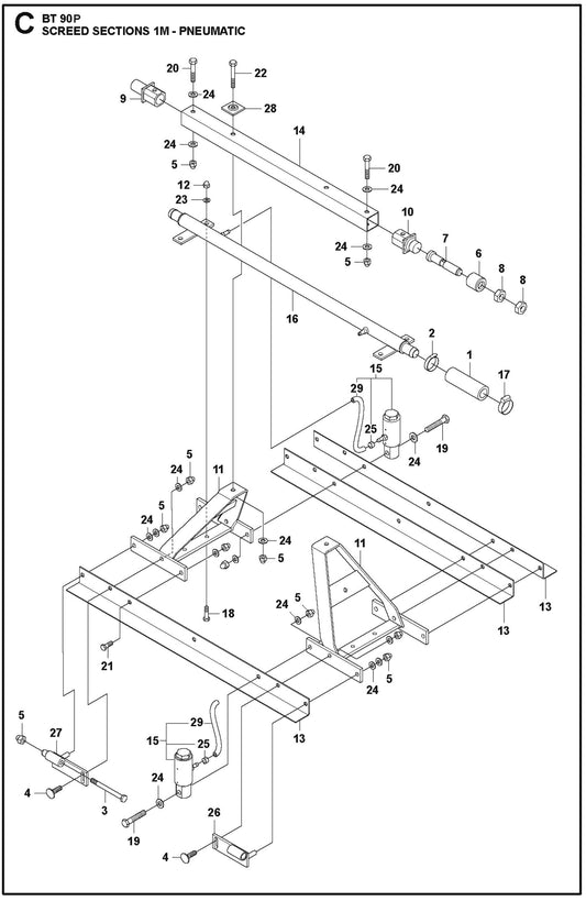 BT 90P Screed Sections 1M Pneumatic For BT 90 P Truss Screed By Husqvarna